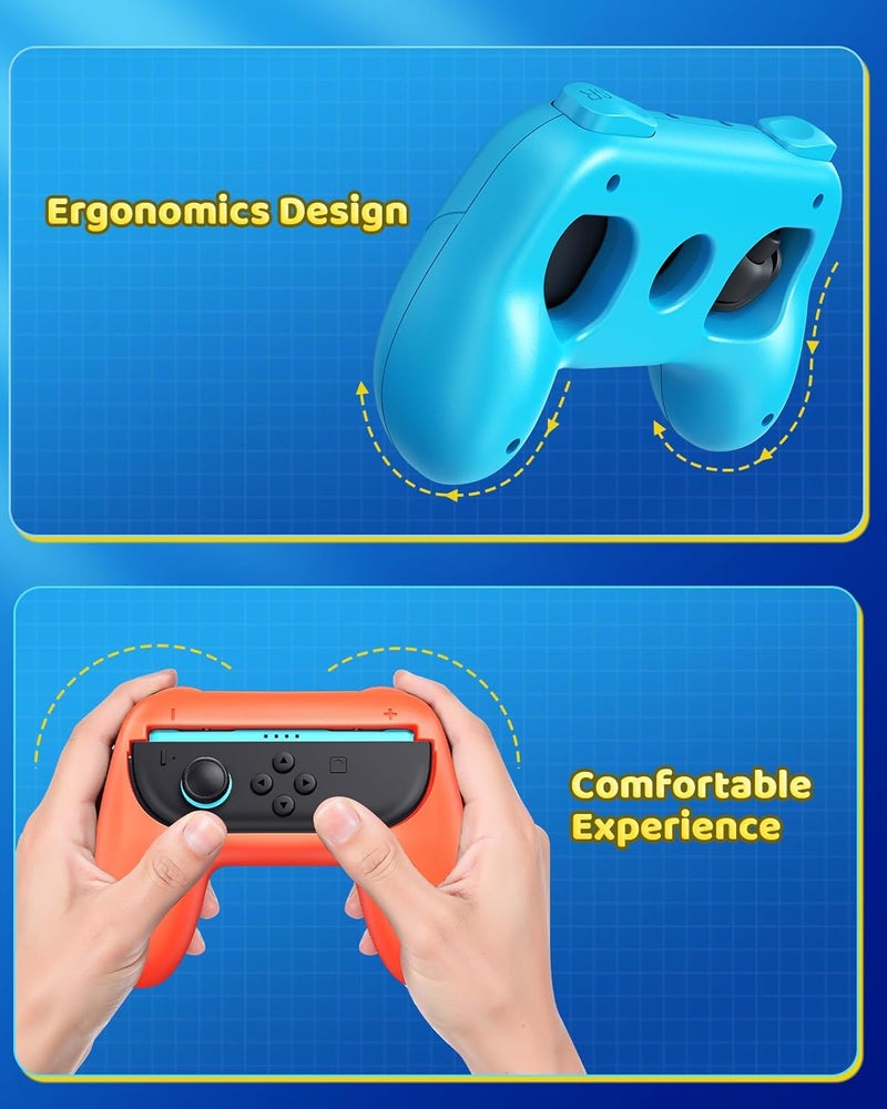 FYOUNG [Both for Switch 2 and 1] Grips for Nintendo Switch 2/1/OLED Controller, Handle Holder for Joycon 2&for Joy con, Dual Size Comfort Ergonomic Grip for Kids&Adults, Family Gaming Accessories - Image 5